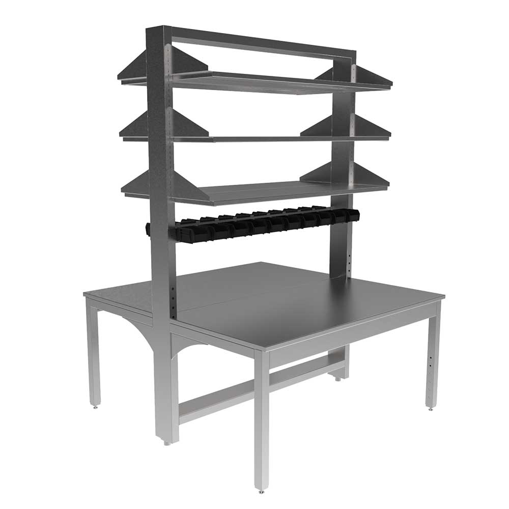 WBK Stainless Steel Double Work Bench with Adjustable Legs